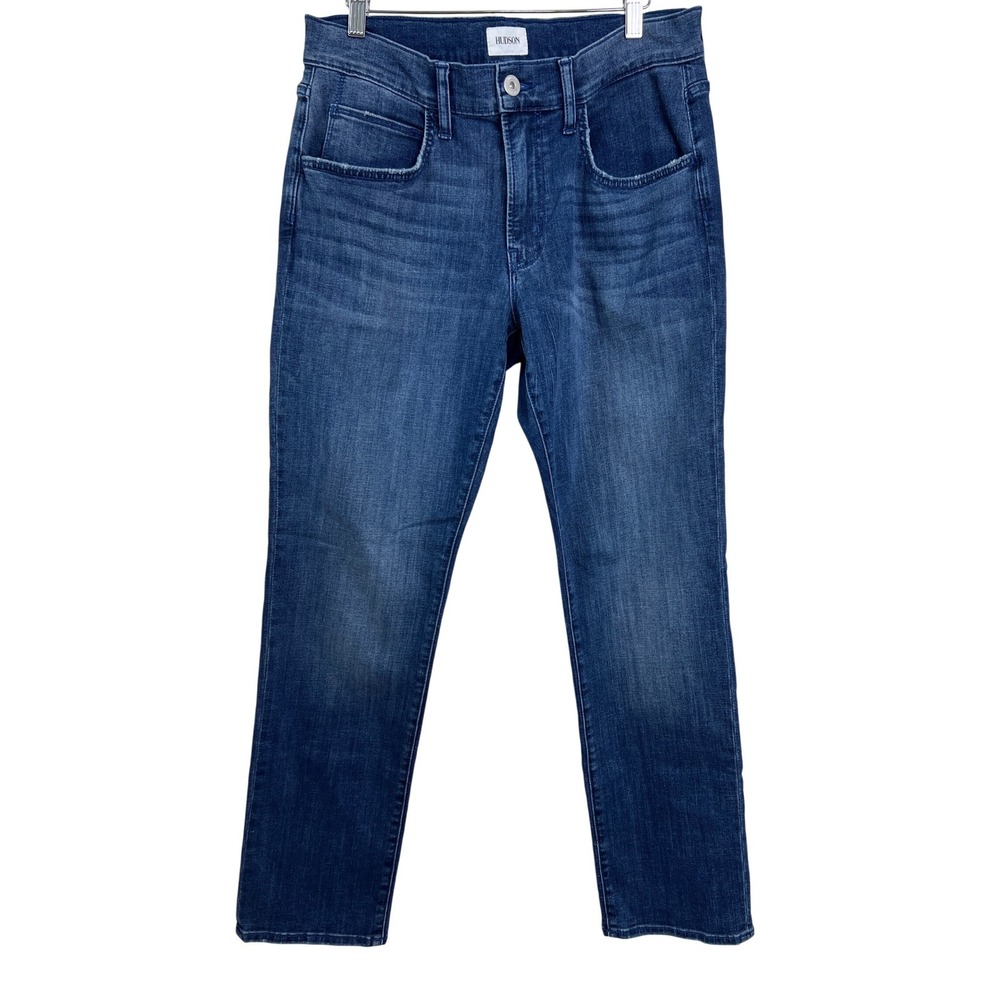 Hudson‎ Byron Straight Jeans Women 32 Blue Medium Wash Stretch Denim Classic C5
